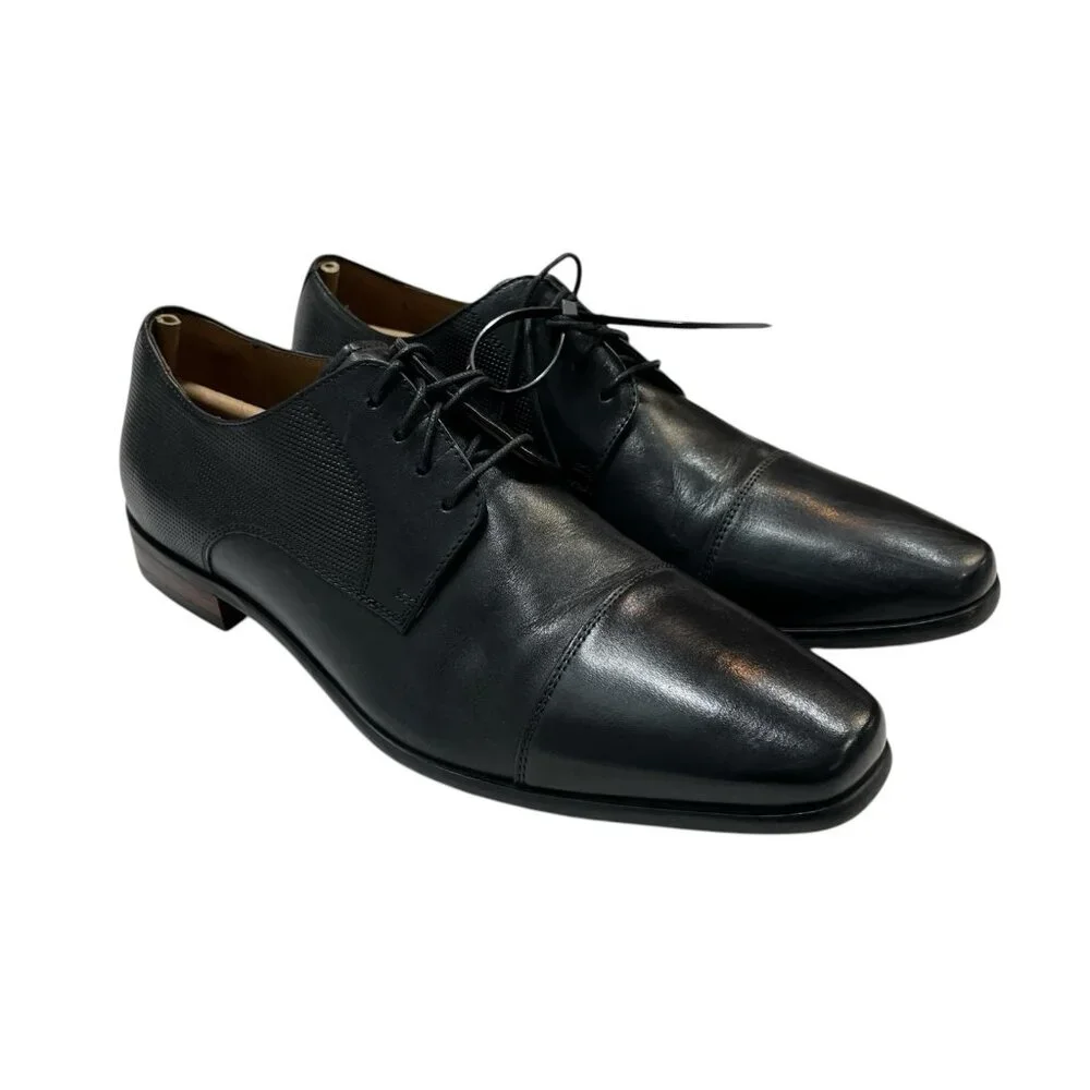 Florsheim Postino Cap Ox‎ Mens 9D Black Leather Oxford Dress Shoe Lace Up Office
